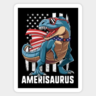 T Rex Dinosaur American Flag 4th Of July Gift For Kids Boys Sticker